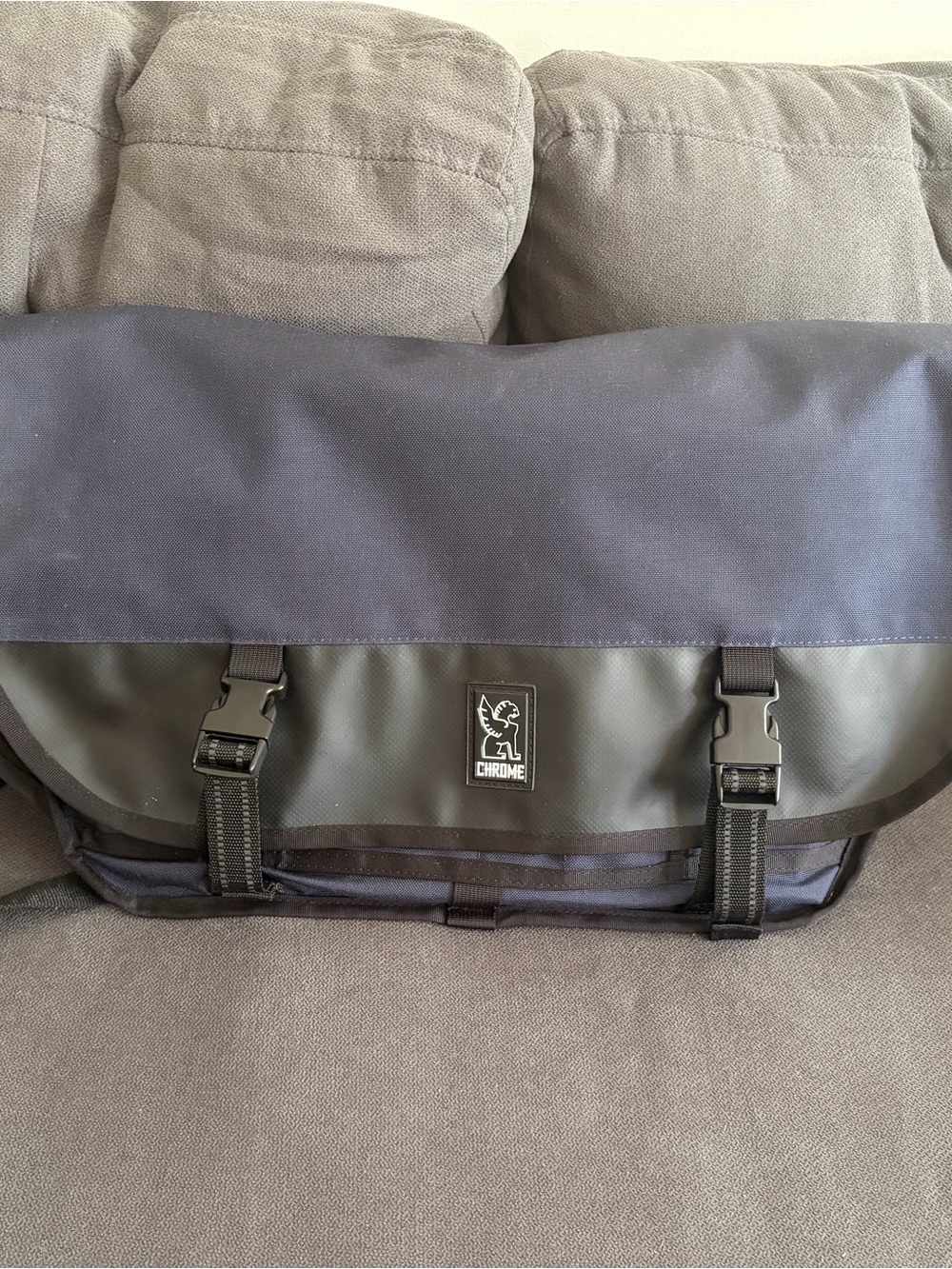 Chrome Messenger Bag in Navy & Black